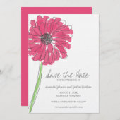 Save The Date Rose Gerber Daisy Enregistrer la date (Devant / Derrière)