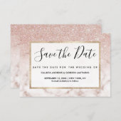 Save The Date Rose glamour or blanc Parties scintillant marbre d (Devant / Derrière)