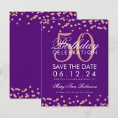 Save The Date Rose Gold 50e Anniversaire Date de sauvegarde Conf (Devant / Derrière)