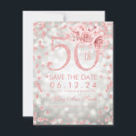Save The Date Rose Gold 50th Birthday Glam Lights Argent<br><div class="desc">Elégant design "50th Birthday Party" avec Rose Gold Parties scintillant Confetti & Glam Lights Argent,  nom personnalisé et texte de détails. Facile à utiliser et facile à personnaliser. Commandez aujourd'hui !</div>