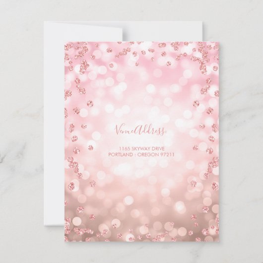 Save The Date Rose Gold 50th Birthday Glam Lights Enregistrer la (Dos)