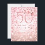 Save The Date Rose Gold 50th Birthday Glam Lights Enregistrer la<br><div class="desc">Design élégant "50th Birthday Party" avec Parties scintillant d'or Rose Confetti & Glam Lights,  nom personnalisé et texte de détails. Facile à utiliser et facile à personnaliser. Commandez aujourd'hui !</div>
