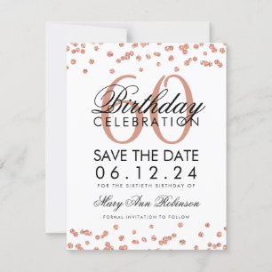 Save The Date Rose Gold 60e anniversaire Date de sauvegarde Conf