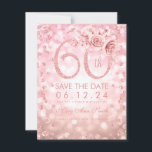 Save The Date Rose Gold 60th Birthday Glam Lights Enregistrer la<br><div class="desc">Design élégant "60th Birthday Party" avec Parties scintillant d'or Rose Confetti & Glam Lights,  nom personnalisé et texte de détails. Facile à utiliser et facile à personnaliser. Commandez aujourd'hui !</div>