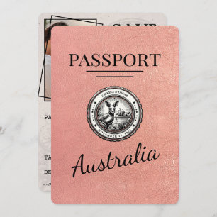 Save The Date Rose Gold Australia Passport Enregistrer La Date