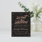 Save The Date Rose Gold Blac Sweet 16 Date de sauvegarde Sparkle (Debout devant)