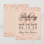 Save The Date Rose Gold Blush Pink Date de sauvegarde Anniversai (Devant / Derrière)