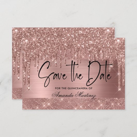 Save The Date Rose Gold Chic Quinceañera Enregistrer La Date (Devant / Derrière)