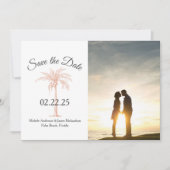 Save The Date Rose Gold Cuivre Palm Tree Photo Marble Mariage (Devant)