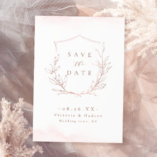 Save The Date Rose gold élégance simple blason botanique mariage