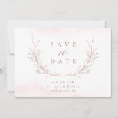 Save The Date Rose gold élégance simple feuilles botaniques mari (Devant)