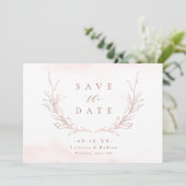 Save The Date Rose gold élégance simple feuilles botaniques mari (Debout devant)