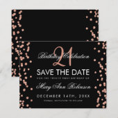 Save The Date Rose Gold Enregistrer Date 21e Anniversaire Confet (Devant / Derrière)