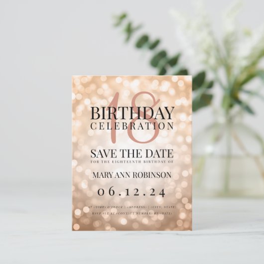 Save The Date Rose Gold Enregistrer la date 18e fête d'anniversa (Debout devant)