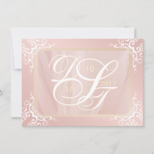 Save The Date Rose Gold Enregistrer la date Monogramme (Devant)
