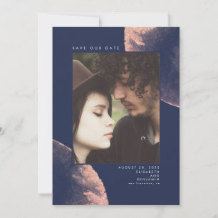 Save The Date Rose Gold et bleu marine Enregistrer la date Photo