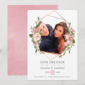 Save The Date Rose Gold et Blush Géométrique Photo de Mariage (Devant / Derrière)