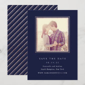 Save The Date Rose Gold et Navy Photo Enregistrer La Date (Devant / Derrière)