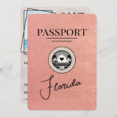 Save The Date Rose Gold Florida Passport Enregistrer La Date (Devant / Derrière)