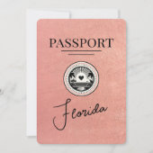 Save The Date Rose Gold Florida Passport Enregistrer La Date (Devant)