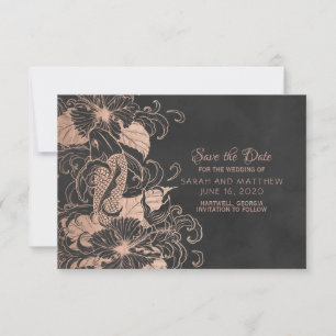 Save The Date Rose Gold Foil Floral Koi Mariage Enregistrer la d
