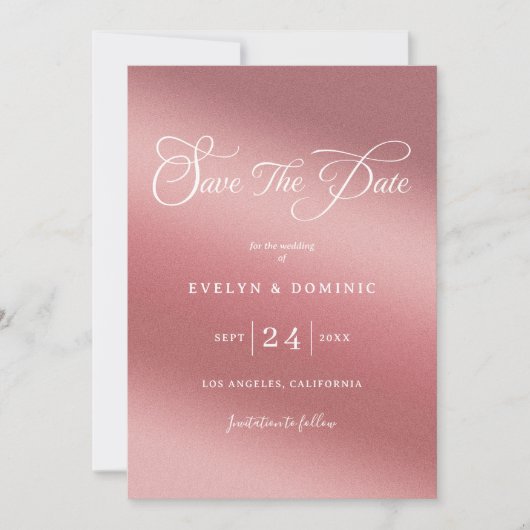 Save The Date Rose Gold Gradient Elegant Chic Wedding (Devant)