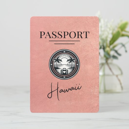 Save The Date Rose Gold Hawaii Passeport Enregistrer La Date (Debout devant)