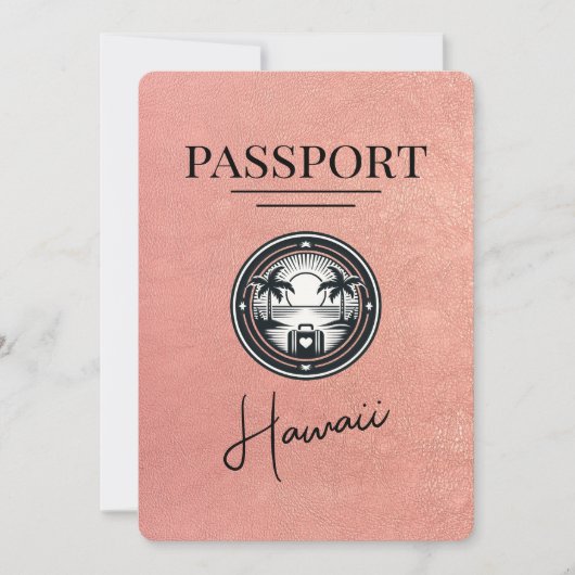 Save The Date Rose Gold Hawaii Passeport Enregistrer La Date (Devant)