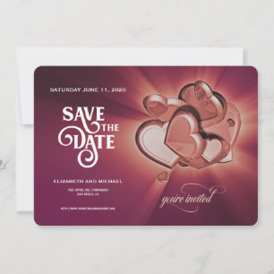 Save The Date Rose Gold Hearts Enregistrer La Date (Version 3)