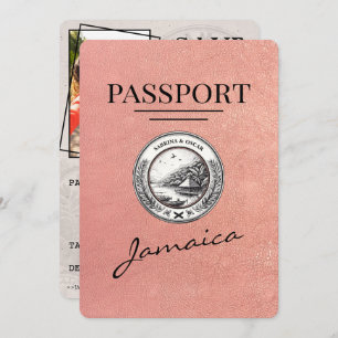 Save The Date Rose Gold Jamaïque Passport Enregistrer La Date