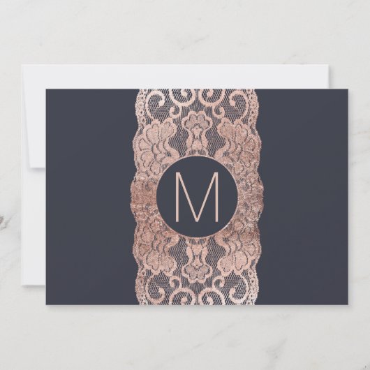 Save The Date Rose Gold Lace et Navy Blue Save the Dates (Dos)