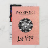 Save The Date Rose Gold Las Vegas Passport Enregistrer La Date (Devant / Derrière)