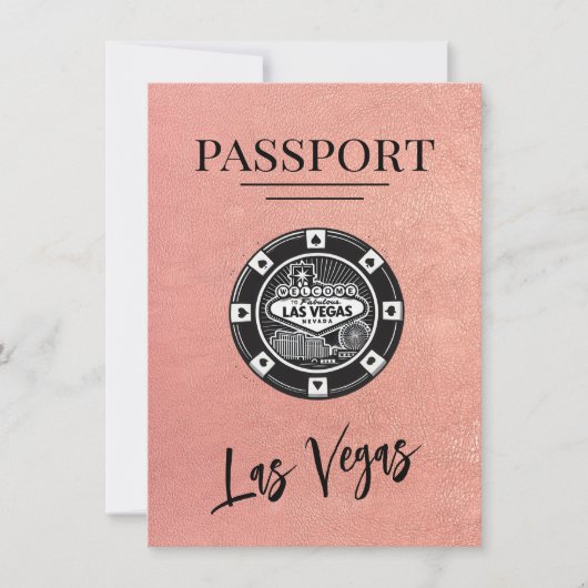 Save The Date Rose Gold Las Vegas Passport Enregistrer La Date (Devant)