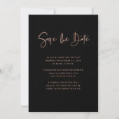 Save The Date Rose Gold Moderne et Noir Superposé | Photo (Dos)