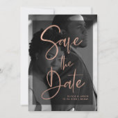 Save The Date Rose Gold Moderne et Superposition Noire | Photo (Devant)