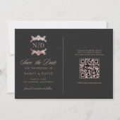 Save The Date Rose Gold Monogram Qr Code Wedding  (Devant)