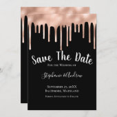 Save The Date Rose  Gold Noir Blanc Mariage tendance (Devant / Derrière)