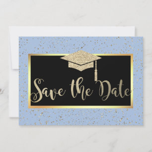 Save The Date Rose Gold Pailleté Bleu Clair Diplômé Enregistrer