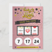 Save The Date Rose Gold Pailleté Chanceux en Amour Enregistrer l (Devant)