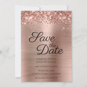 Save The Date Rose Gold Pailleté Élégant
