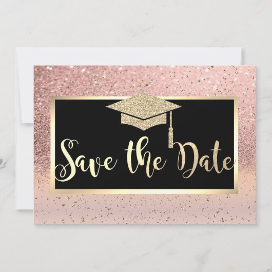 Save The Date Rose Gold Paillettes Ombré Graduation Save The Dat (Devant)