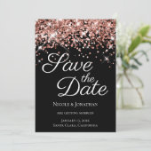 Save The Date Rose Gold Parties scintillant Black Elegant Callig (Debout devant)