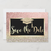 Save The Date Rose Gold Parties scintillant Bokeh Graduation Enr (Devant)