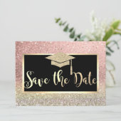 Save The Date Rose Gold Parties scintillant Bokeh Graduation Enr (Debout devant)