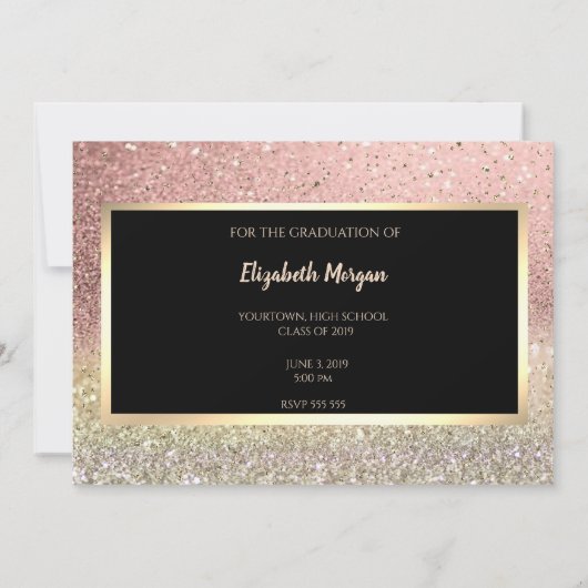 Save The Date Rose Gold Parties scintillant Bokeh Graduation Enr (Dos)