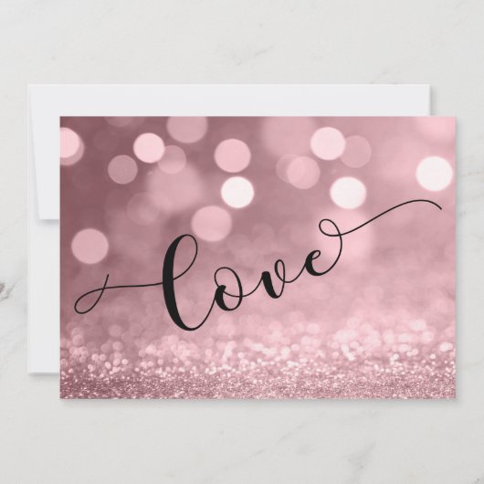 Save The Date Rose Gold Parties scintillant Bokeh & Typographie  (Dos)