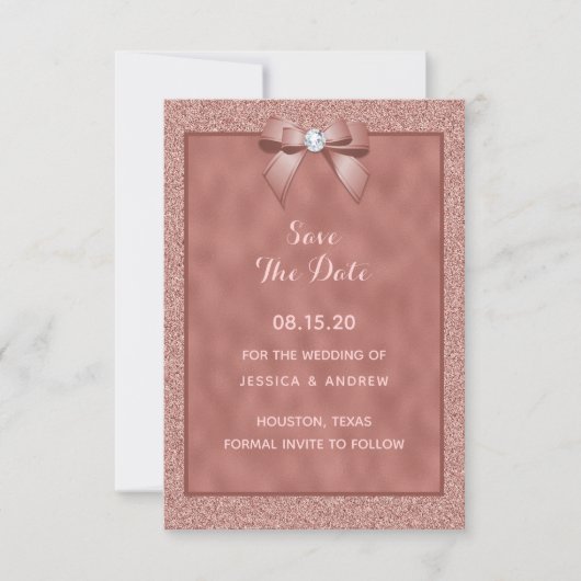 Save The Date Rose Gold & Parties scintillant élégante (Devant)