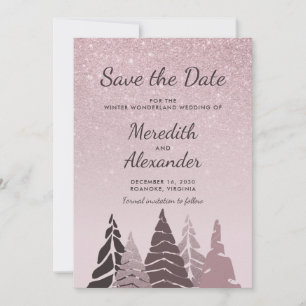 Save The Date Rose Gold Parties scintillant Ombre Winter Holiday
