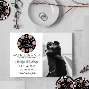 Save The Date Rose Gold Parties scintillant Poker Chip Casino Ma