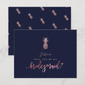 Save The Date Rose Gold Pineappes être ma Bridesmaid Card (Devant / Derrière)